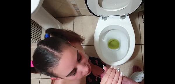  Teen taking daddy for a piss and sucking his cock